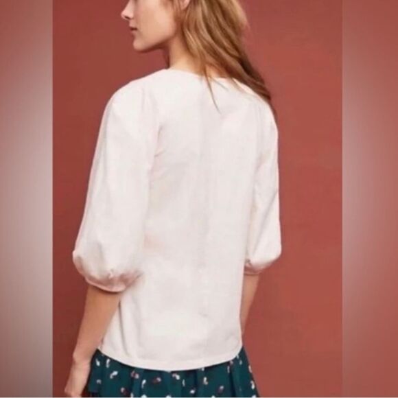 Velvet for Anthropologie- Light Pink Jorja Structured Balloon Sleeve Top- Size S - Picture 2 of 7